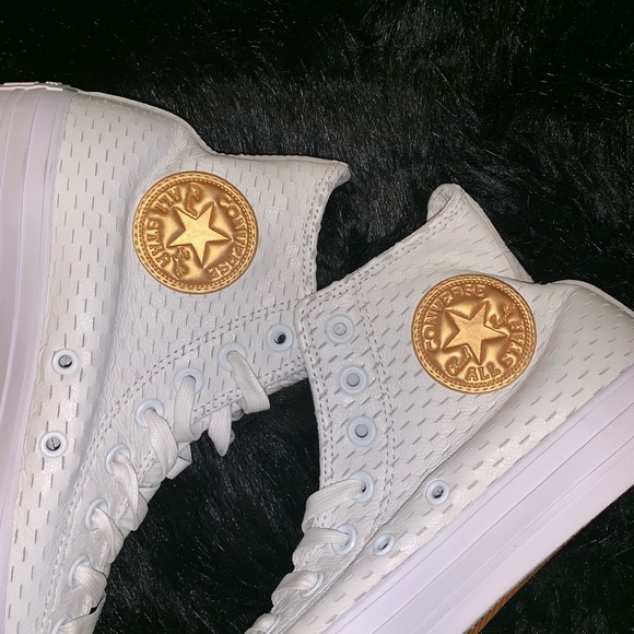 Unisex Chuck Taylor All Star CT Hi White/Gold - Picture 4 of 4